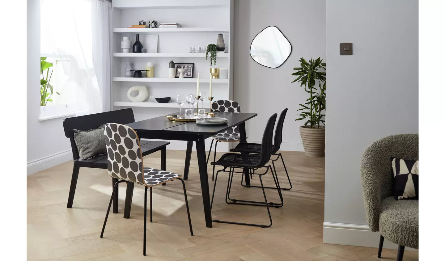 Large 190cm - Habitat Nel Wood Veneer Dining Table - Black